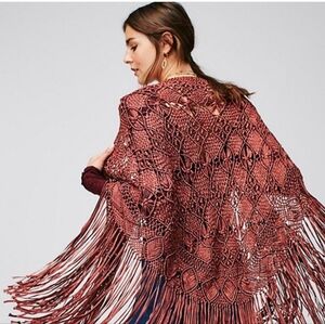 Free People Wandering Star Macrame fringe shawl
